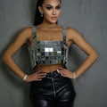 Women Exquisite Patchwork Acrylic Paillette Top