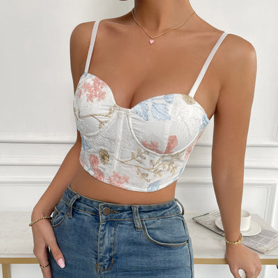 Backless Embroidered Slip Top