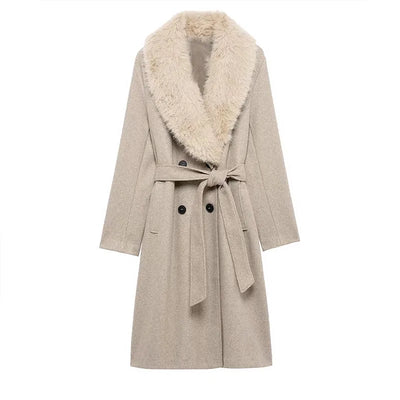 Cream Fur Collar Coat