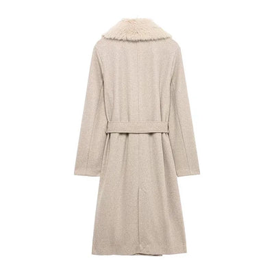 Cream Fur Collar Coat