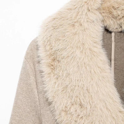 Cream Fur Collar Coat