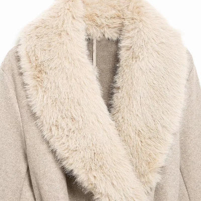 Cream Fur Collar Coat