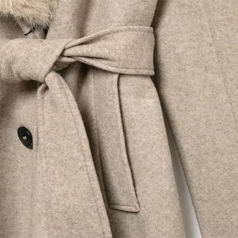 Cream Fur Collar Coat