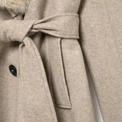 Cream Fur Collar Coat