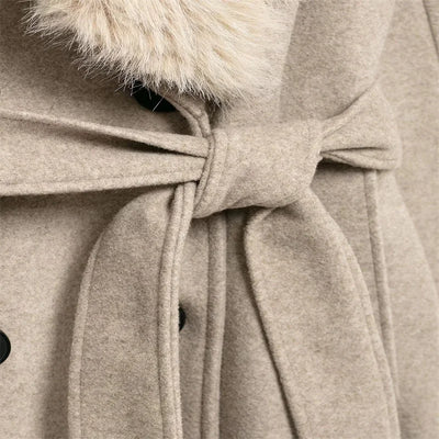 Cream Fur Collar Coat