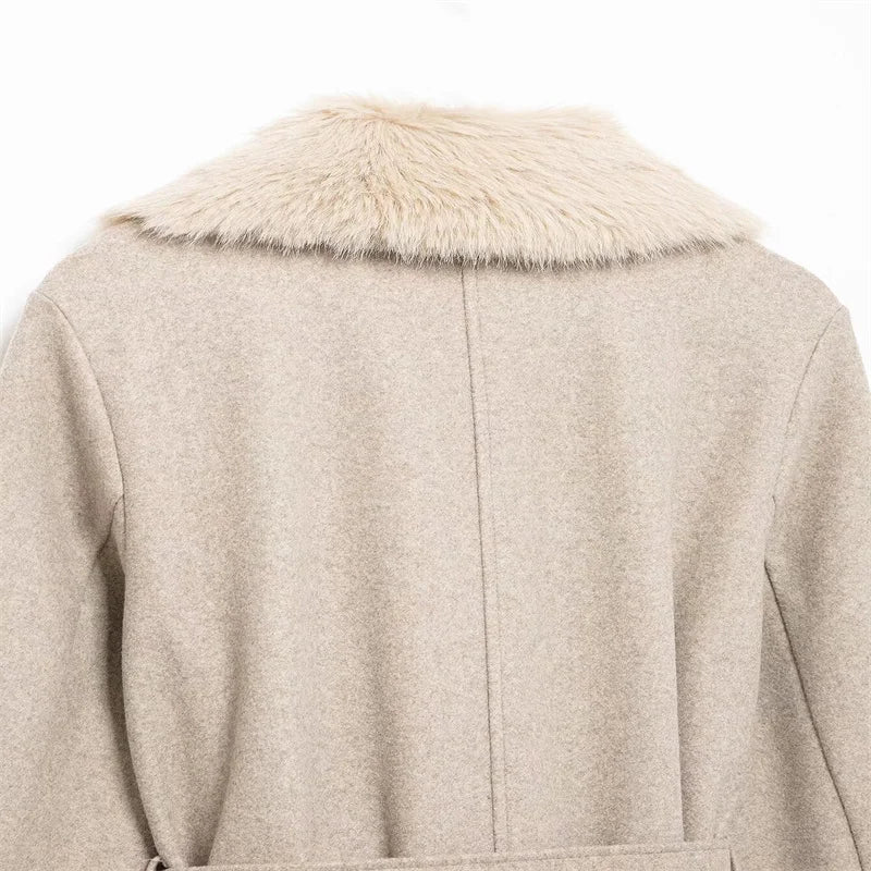 Cream Fur Collar Coat