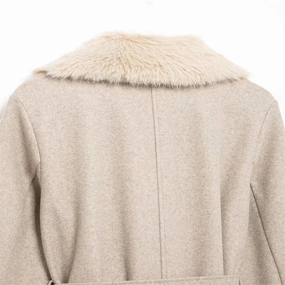 Cream Fur Collar Coat