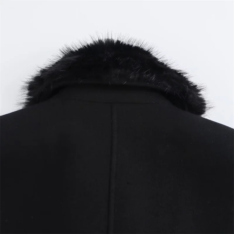Burgundy Fur Collar Coat