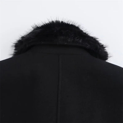 Burgundy Fur Collar Coat