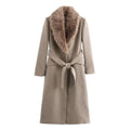 Burgundy Fur Collar Coat