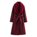 Burgundy Fur Collar Coat