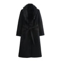 Burgundy Fur Collar Coat