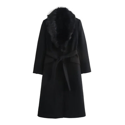 Burgundy Fur Collar Coat