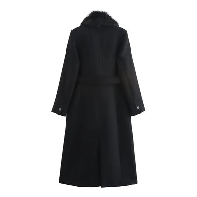Burgundy Fur Collar Coat