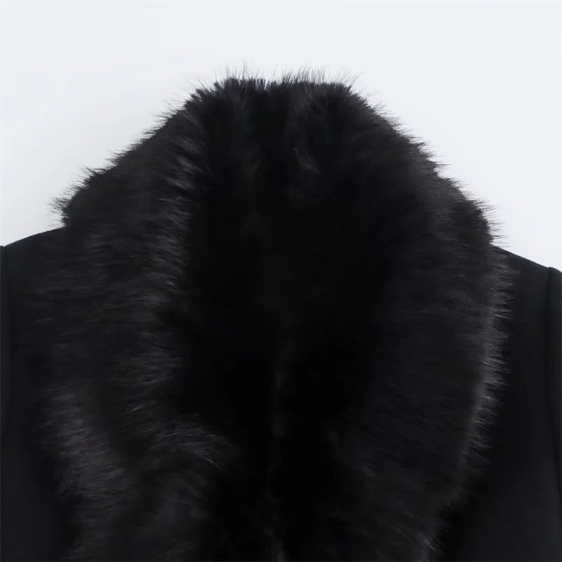 Burgundy Fur Collar Coat