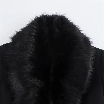 Burgundy Fur Collar Coat