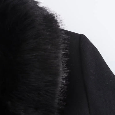 Burgundy Fur Collar Coat