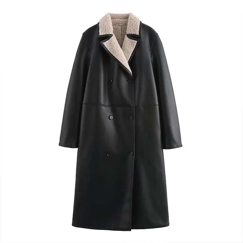 Noir Shearling Luxe Coat