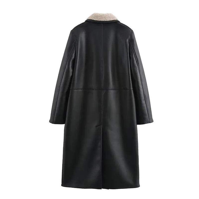 Noir Shearling Luxe Coat