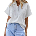 Cotton Linen Shirt Casual Shirt With Two Pockets