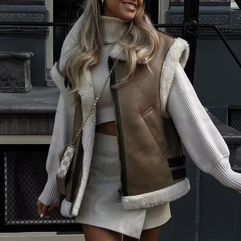 Black Shearling Vest