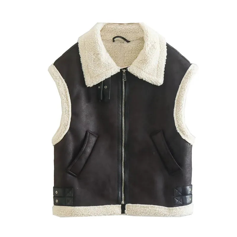 Black Shearling Vest