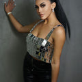 Women Exquisite Patchwork Acrylic Paillette Top