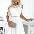 Greta Dress with Lace and Gold Belt