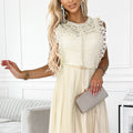 Greta Dress with Lace and Gold Belt