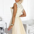 Greta Dress with Lace and Gold Belt