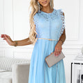 Greta Dress with Lace and Gold Belt