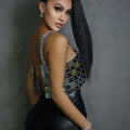 Women Exquisite Patchwork Acrylic Paillette Top