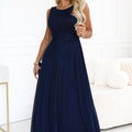 Shimmer Chiffon Maxi - Navy