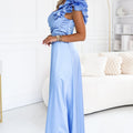 Goddess Satin Maxi - Blue