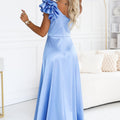 Goddess Satin Maxi - Blue