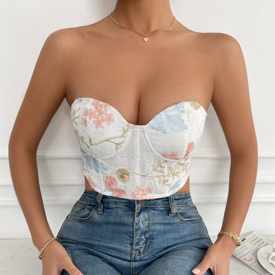 Backless Embroidered Slip Top