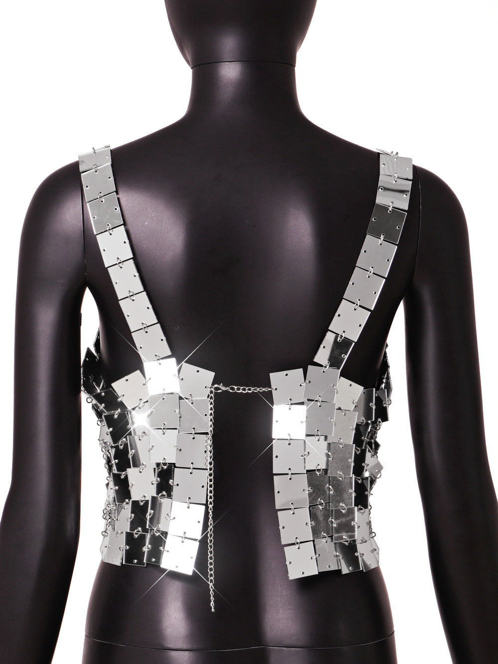 Women Exquisite Patchwork Acrylic Paillette Top