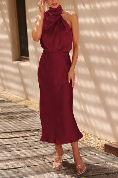 Elegance Knit Dress - Burgundy