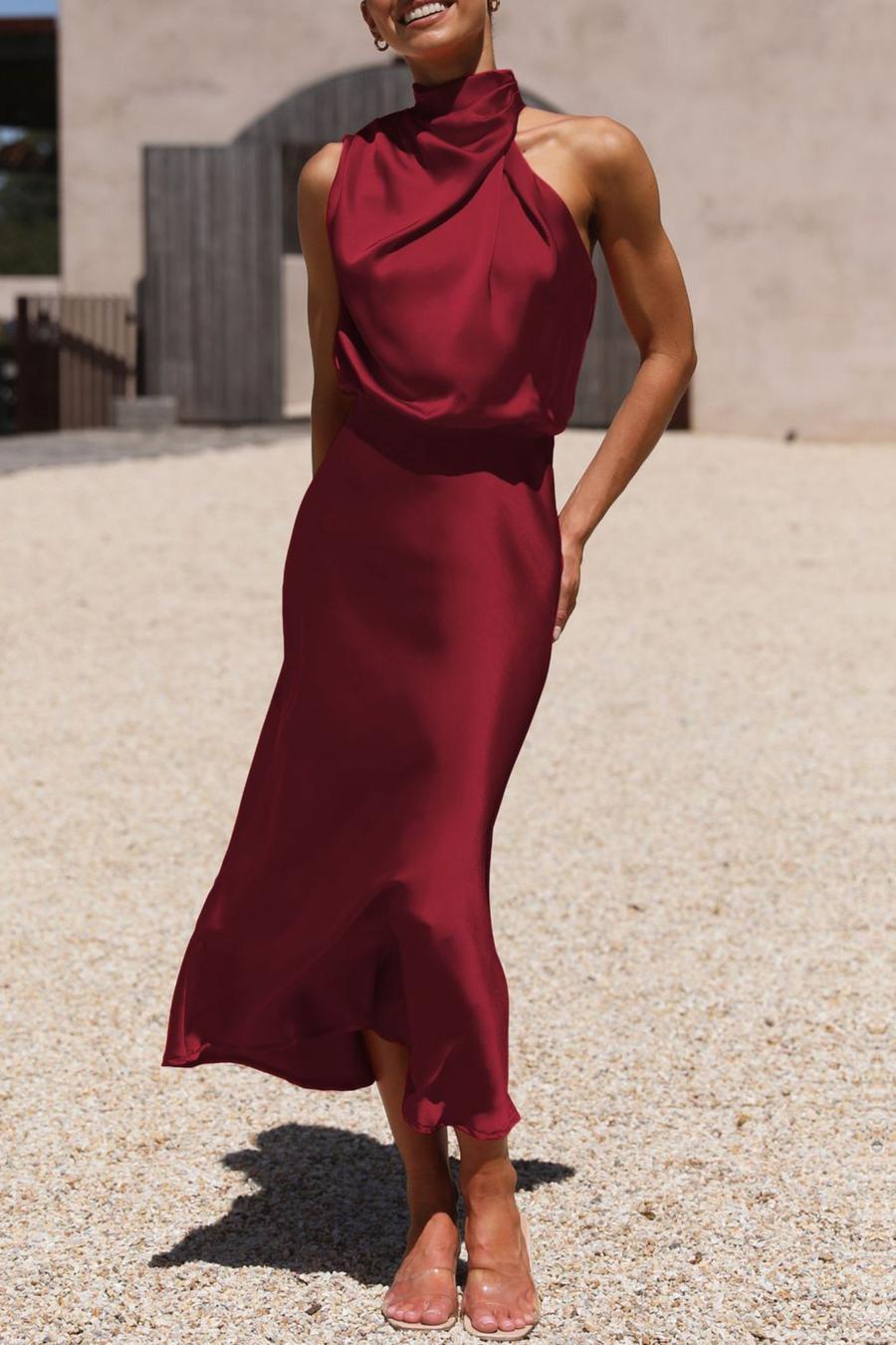 Elegance Knit Dress - Burgundy