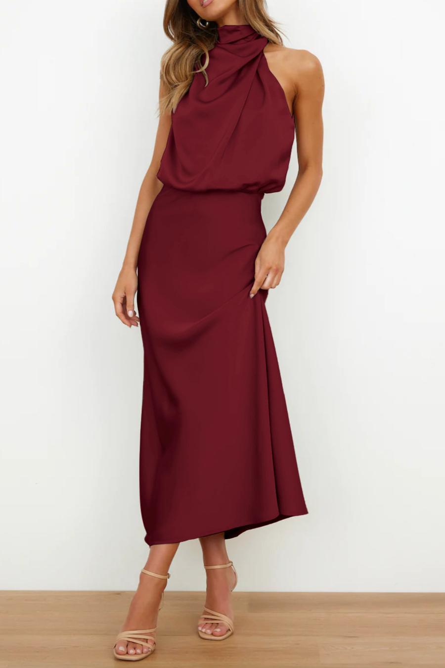 Elegance Knit Dress - Burgundy