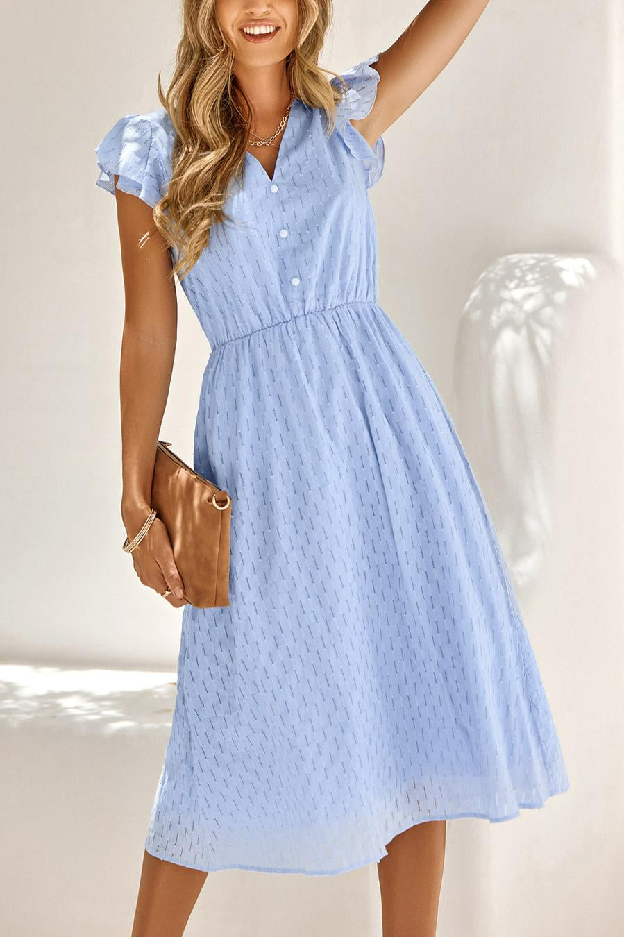 Romantic Ruffled Mid-Length Dress