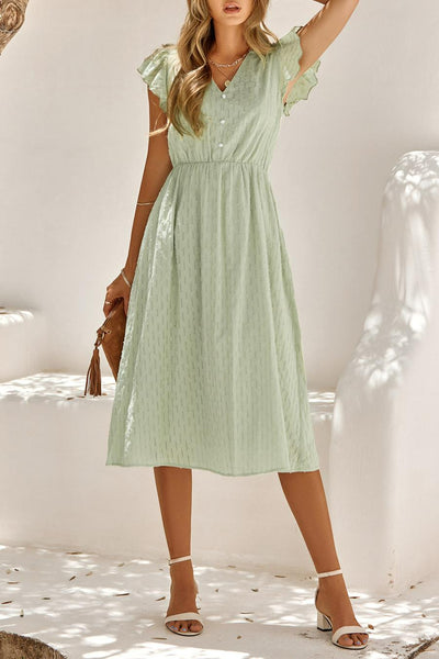 Romantic Ruffled Mid-Length Dress