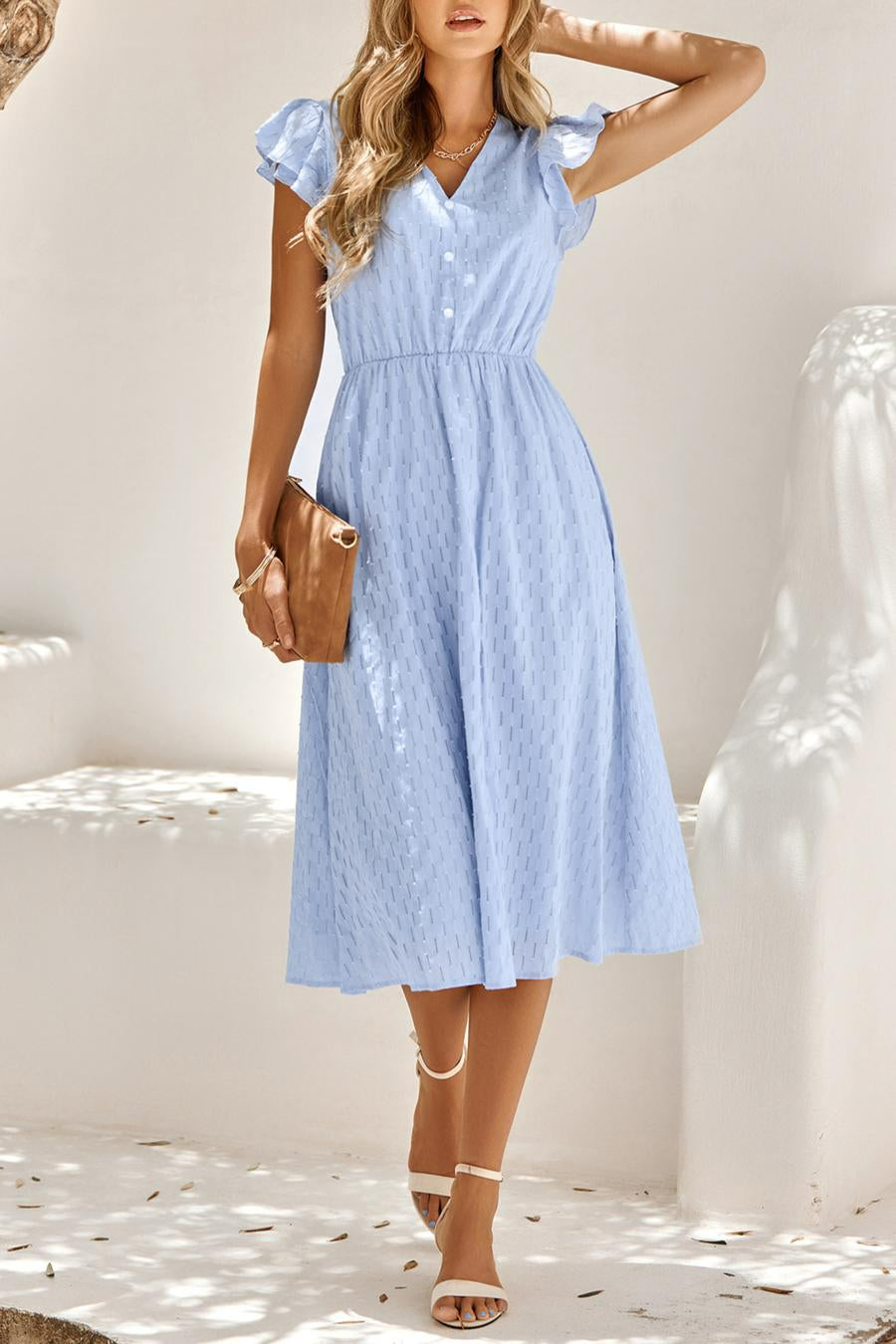 Romantic Ruffled Mid-Length Dress