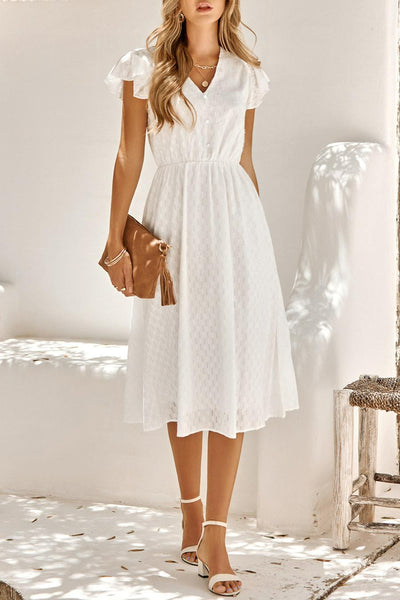 Romantic Ruffled Mid-Length Dress