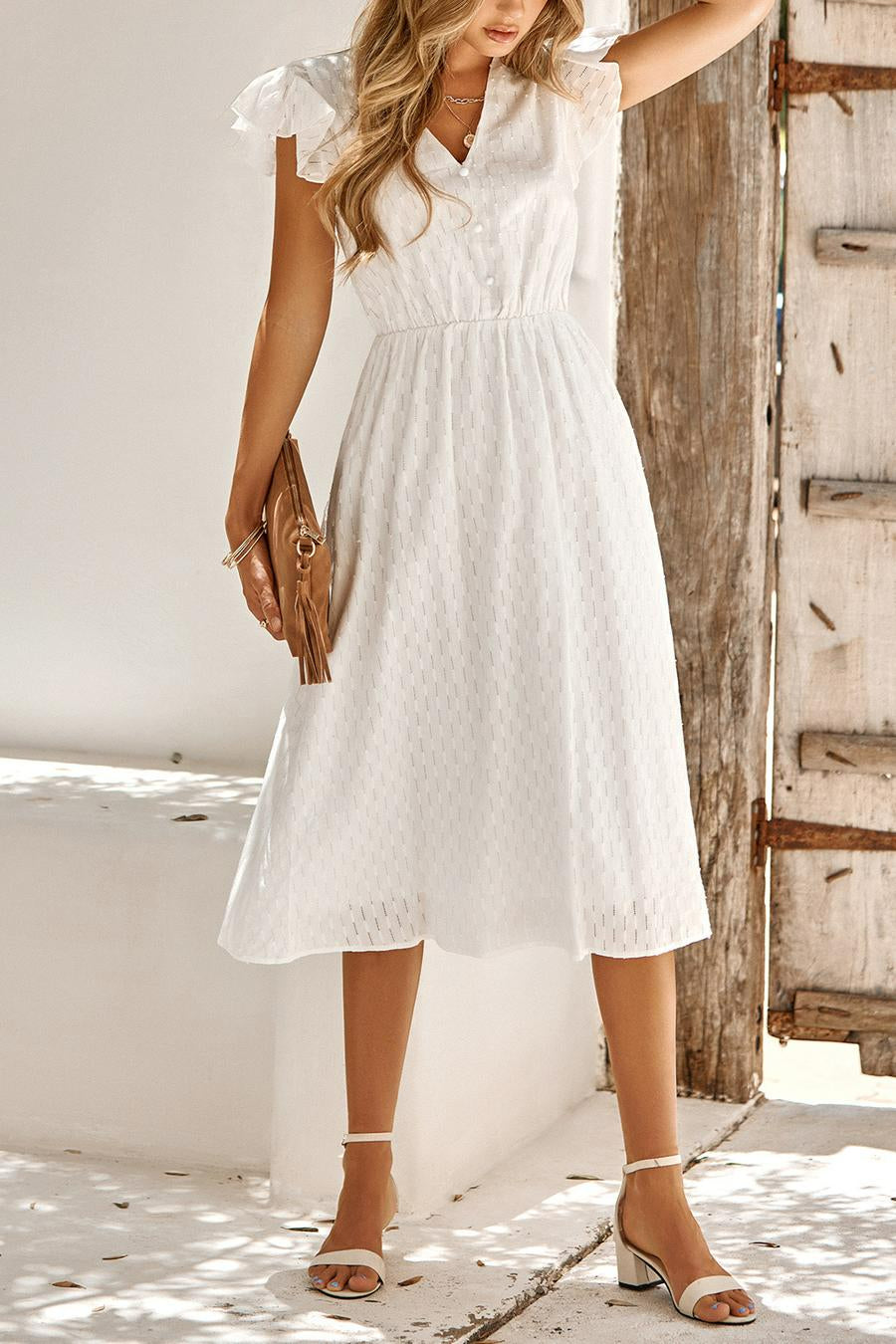 Romantic Ruffled Mid-Length Dress