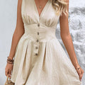 Solid Color Cotton V-Neck Mini