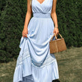 Classic Spaghetti-Strap Tiered Gown