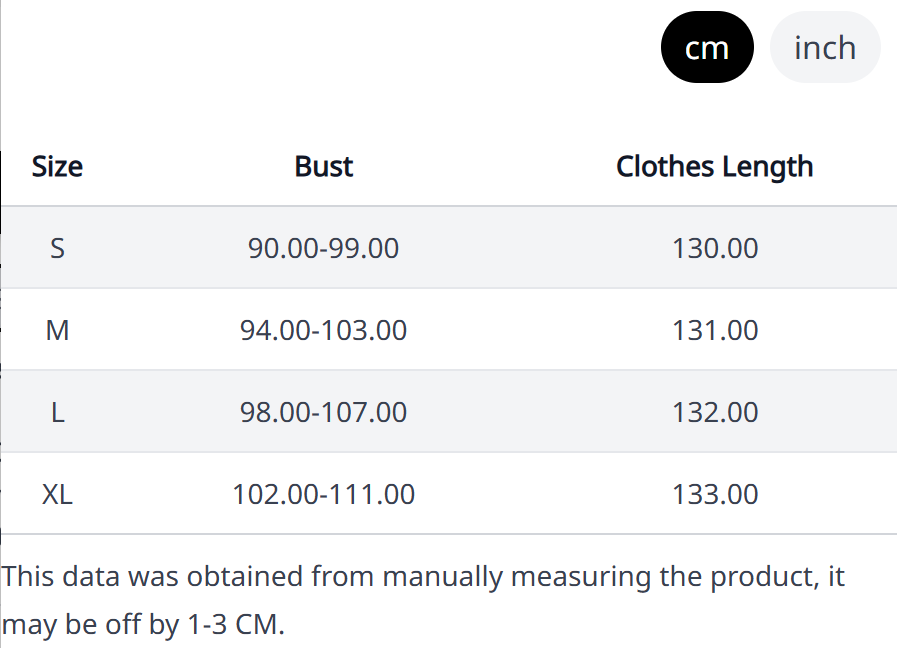 Size Chart