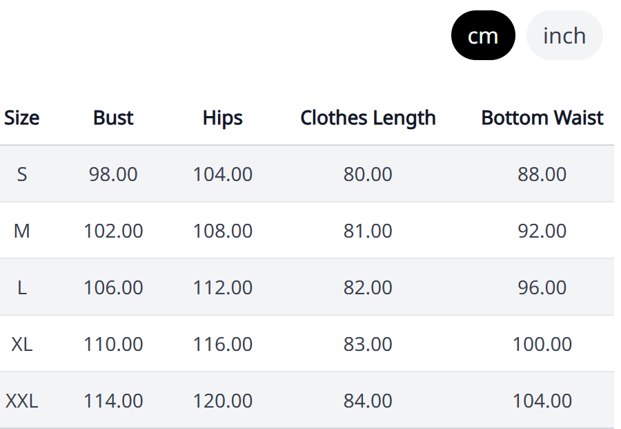Size Chart
