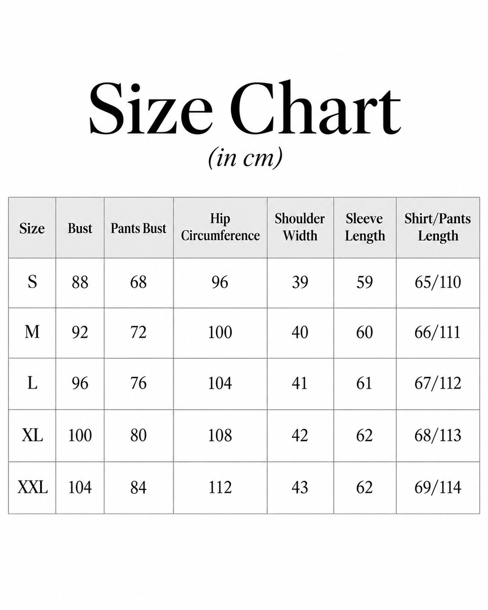 Size Chart